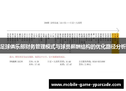 足球俱乐部财务管理模式与球员薪酬结构的优化路径分析